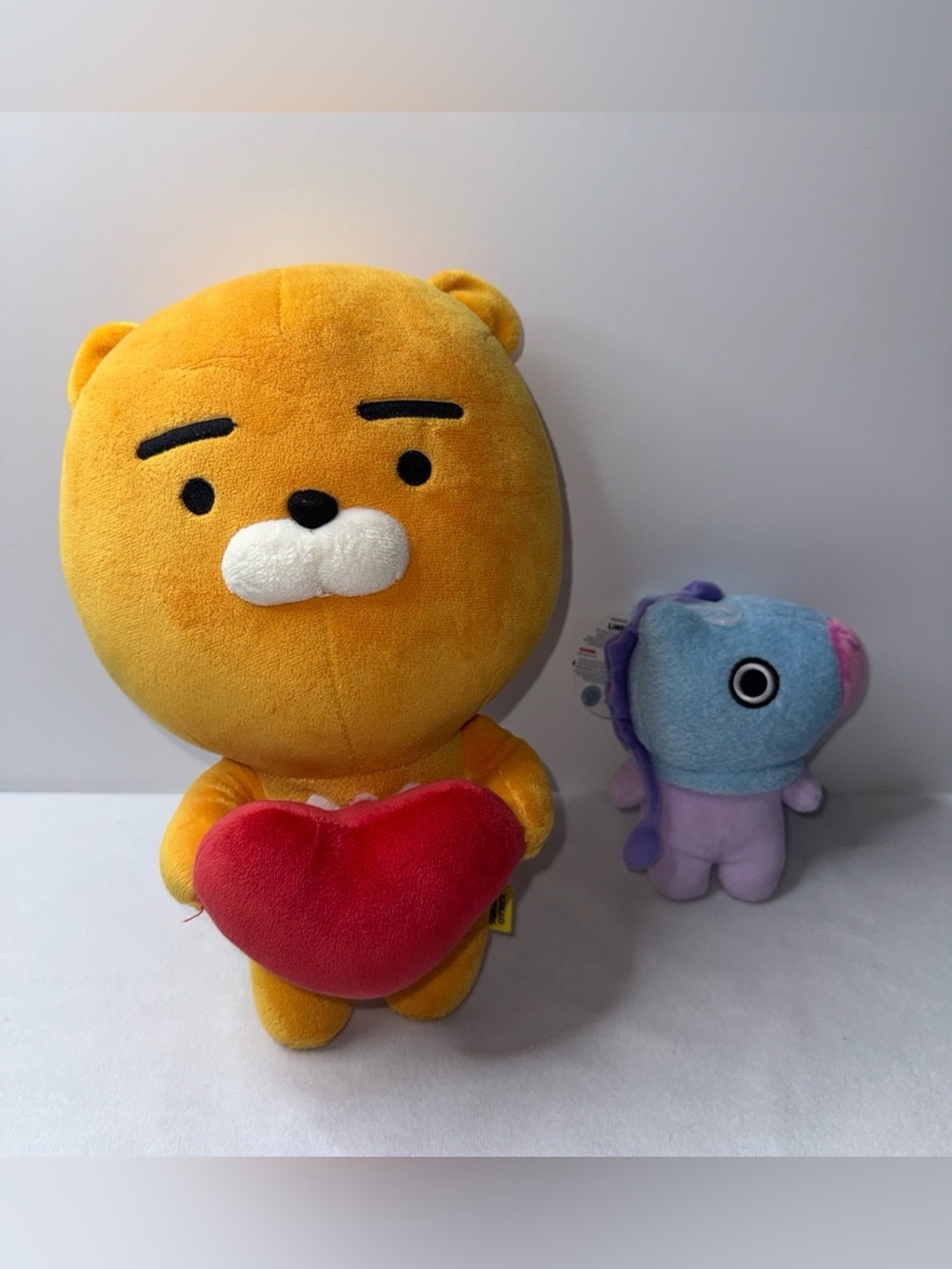 Yellow Plush Bear Holding Red Heart Kids Toy BT21 plush